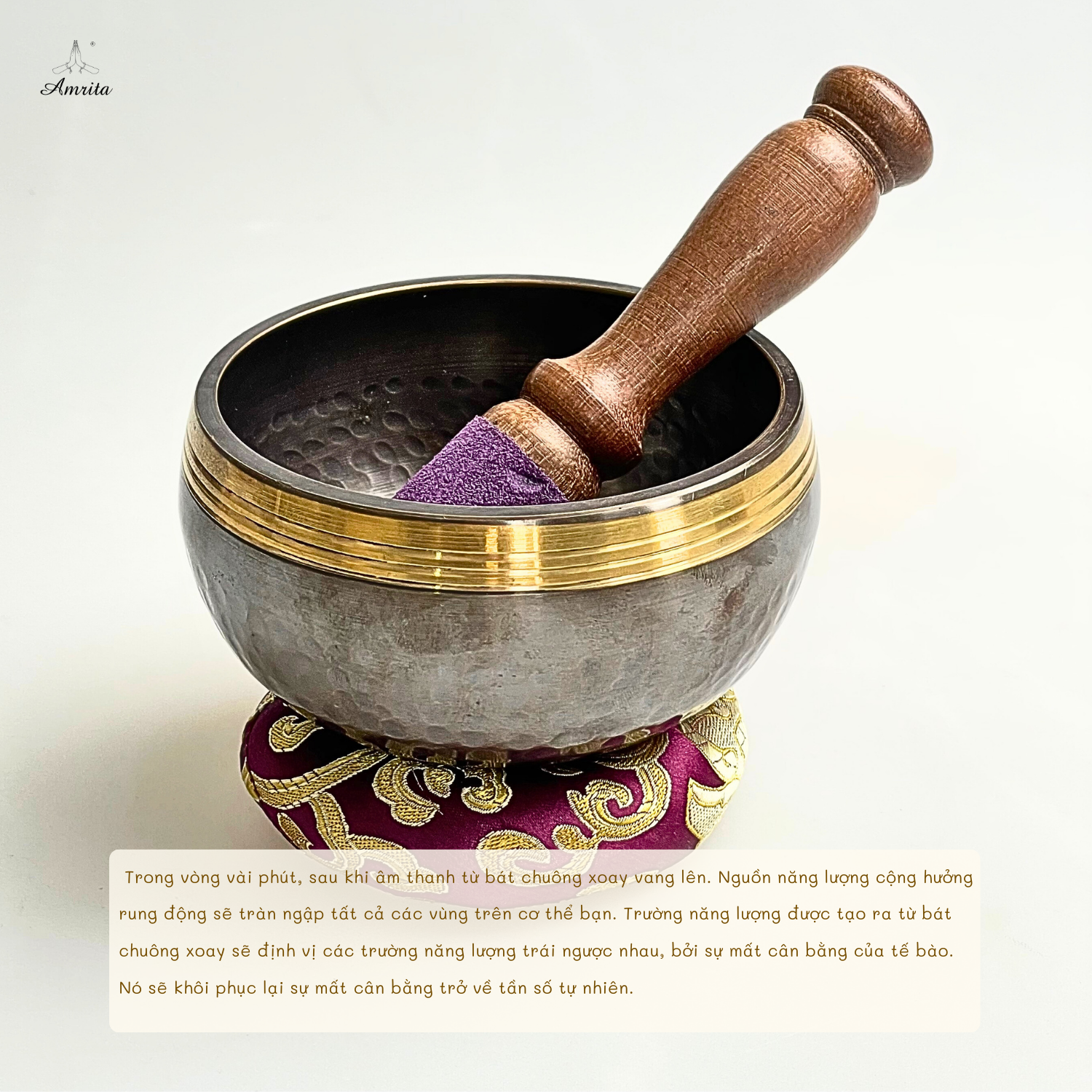 CXNP269 Chuông 11cm hoa văn mandala chùy kim cang 4