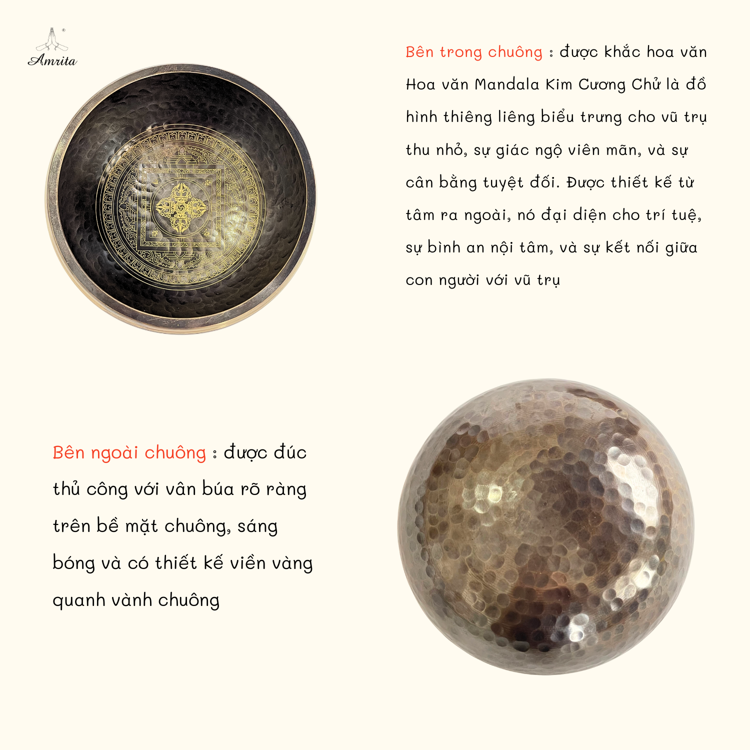 CXNP269 Chuông 11cm hoa văn mandala chùy kim cang 5