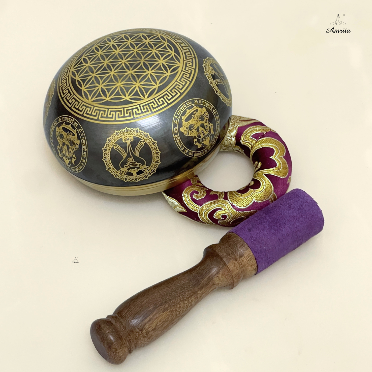 CXNP326 Chuông xoay Nepal 10.5cm hoa văn vị thần Ganesha Ảnh 9